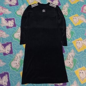 Adidas Velour Trefoil Long Sleeve Sweater Dress Originals Black & White